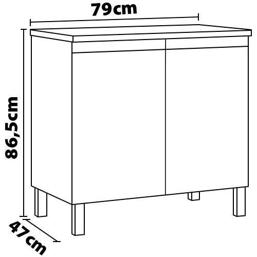 Balcão CHF Móveis Letícia em MDP 15mm com 2 Portas, 1 Prateleira e Puxador em ABS - 4