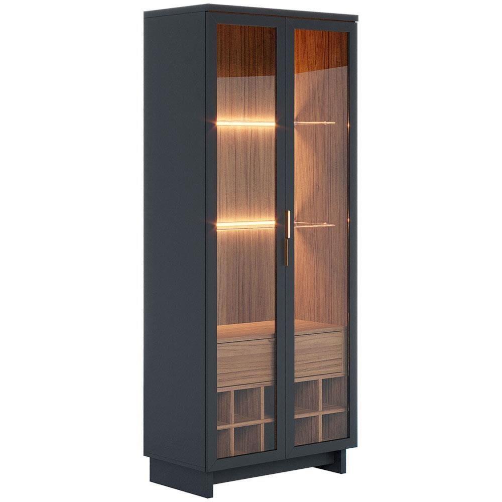 Cristaleira Colibri Guanabara MDP com 3 Prateleiras, 2 Portas de Vidro, 1 Gaveta e 1 Adega - 3