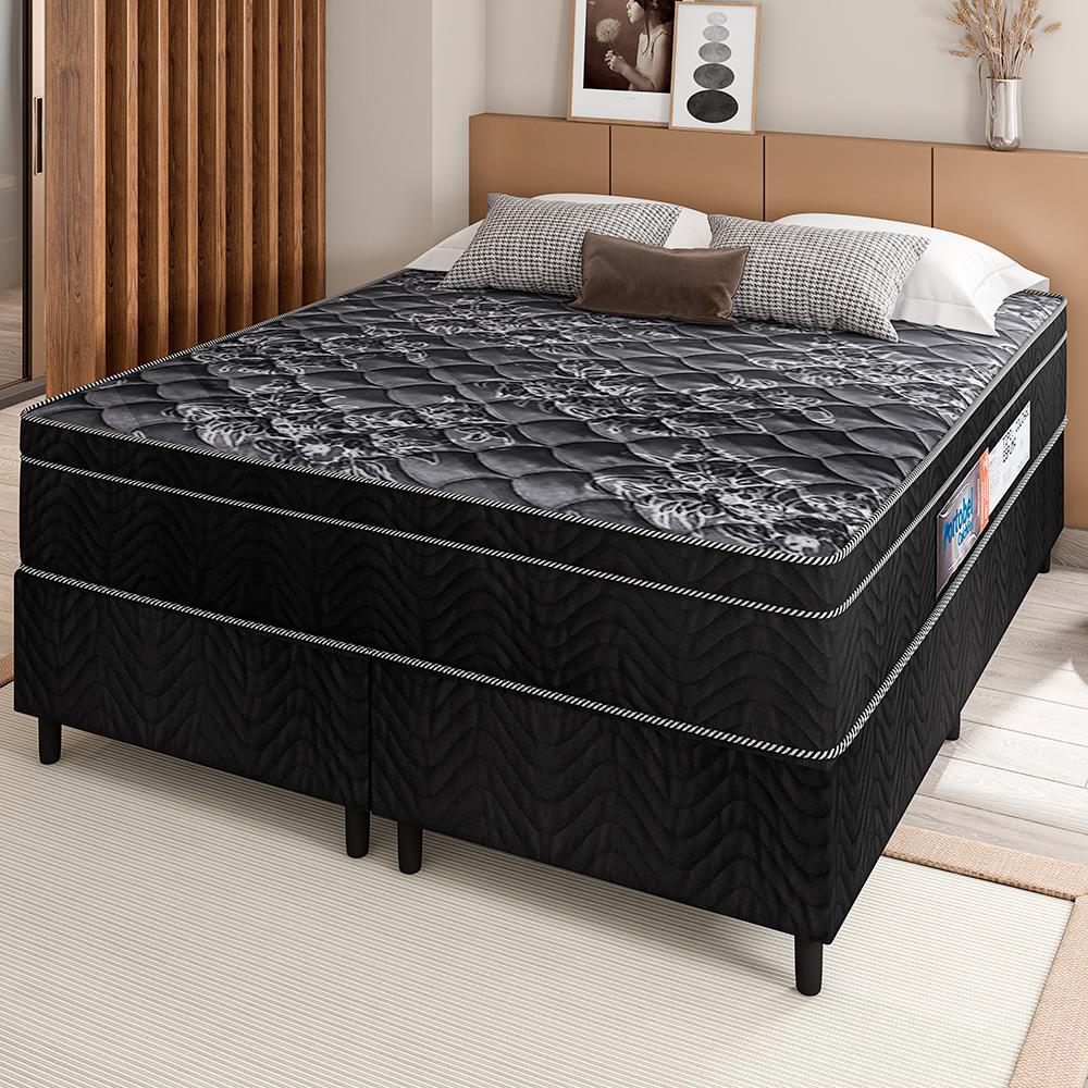 Cama Box Queen Portobel + Colchão Queen Portobel Diplomata Orthopedic com Espuma D-45 65x158x198 cm - Preto - 1
