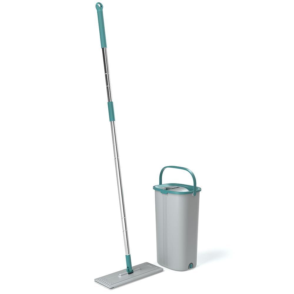 Mop Lava e Seca FlashLimp com Balde 5,5L e Refil – Cinza/ Verde - 1