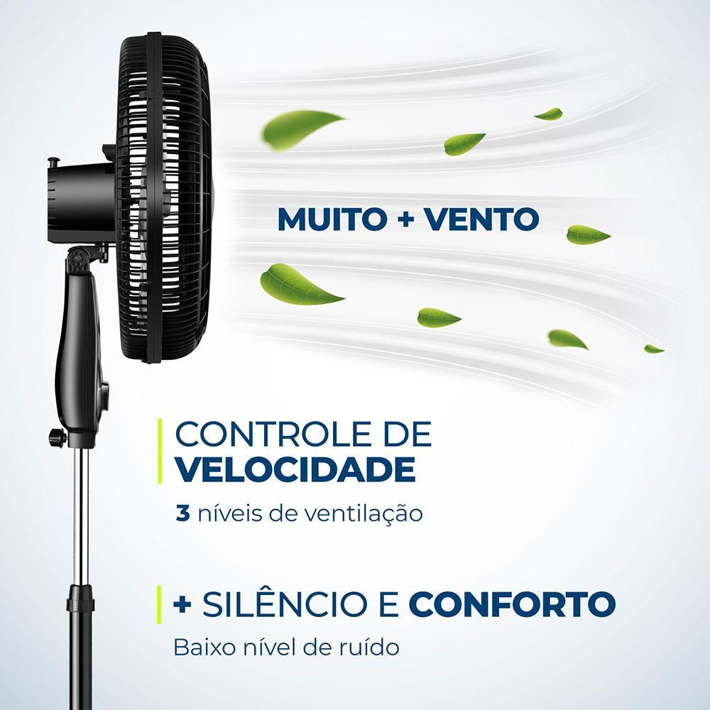 Ventilador de Coluna Mondial VTX-40C-8P 40 cm com 3 Velocidades - Preto - 3