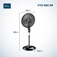Ventilador de Coluna Mondial VTX-40C-8P 40 cm com 3 Velocidades - Preto - 7