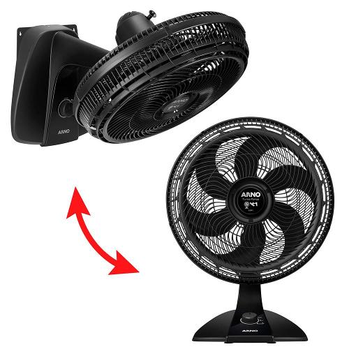 Ventilador 2 em 1 Mesa/Parede Arno Turbo Force VF42 40cm com 3 Velocidades e 6 Pás - Preto