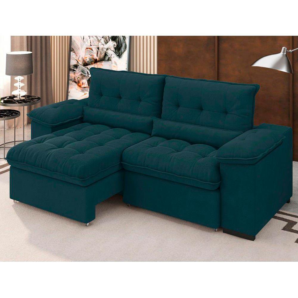 Sofá 3 Lugares Besthouse Arezzo com Assento Retrátil e Encosto Reclinável em Revestimento Suede Veludo 215 cm de Largura - 1