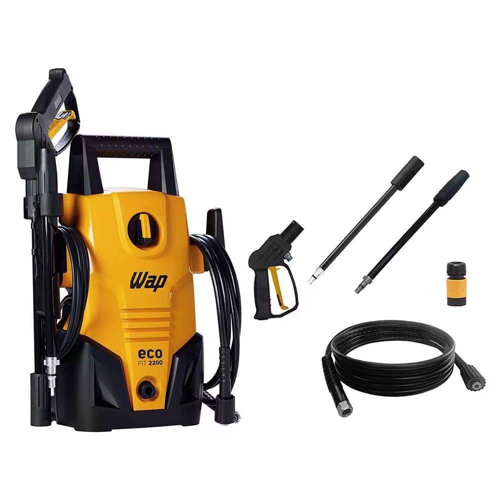 Lavadora de Alta Pressão Wap Eco Fit 2200 1500psi 1400W com Jato de Água Leque e Concentrado, Sistema Stop Total - Amarelo/Preta - 1