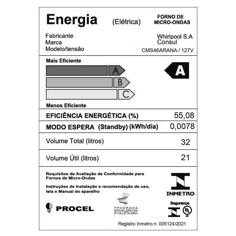 Forno de Micro-ondas Consul CMS46AR com Função Menu Fácil 32L - Prata - 9