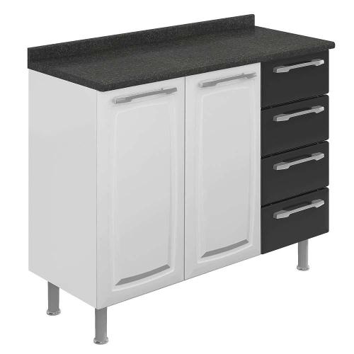 Gabinete Itatiaia Diamante com 2 Portas, 4 Gavetas e 1 Prateleira - 105cm de Largura
