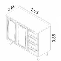 Gabinete Itatiaia Diamante com 2 Portas, 4 Gavetas e 1 Prateleira - 105cm de Largura