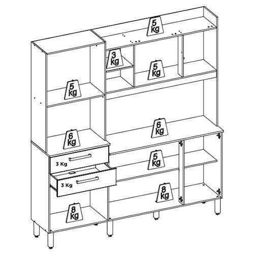 Cozinha Compacta Demóbile Savoy com 6 Portas, 2 Gavetas e 2 Prateleiras - 178cm de largura - 4