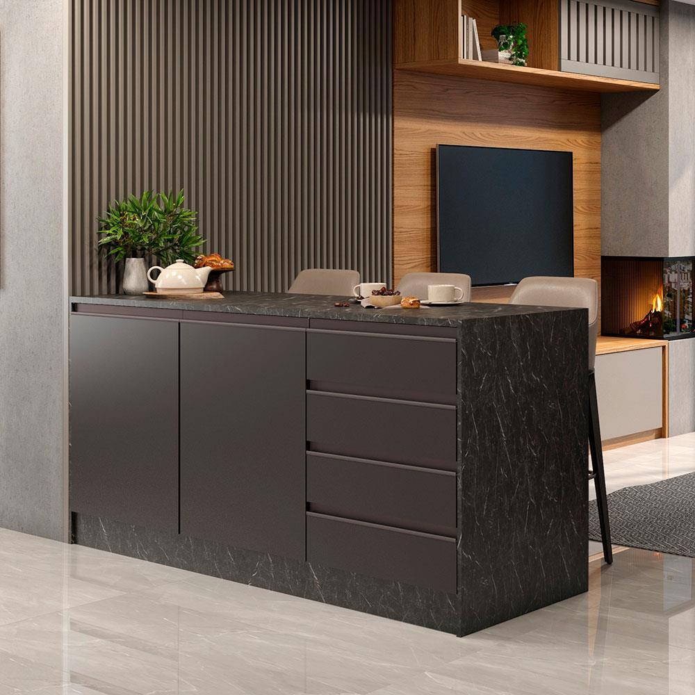 Bancada Bartira Gourmet com 2 Portas, 4 Gavetas e 1 Prateleira - 180,6cm de largura - 1