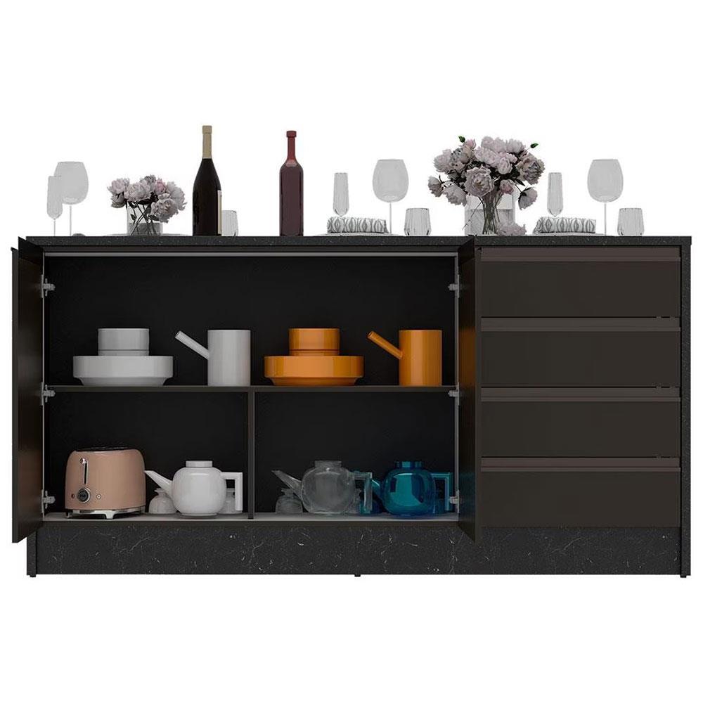 Bancada Bartira Gourmet com 2 Portas, 4 Gavetas e 1 Prateleira - 180,6cm de largura - 4