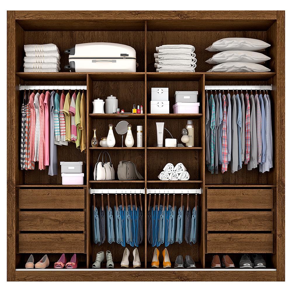 Guarda-Roupa Casal Mademarques Sevilha com 2 Portas, 6 Gavetas, 10 Prateleiras e Espelho - 228cm de largura - 3