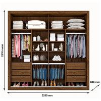 Guarda-Roupa Casal Mademarques Sevilha com 2 Portas, 6 Gavetas, 10 Prateleiras e Espelho - 228cm de largura - 5