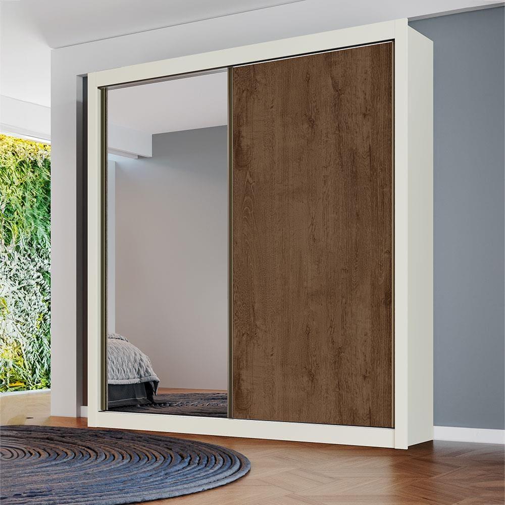 Guarda-Roupa Solteiro Móveis Europa Zurique Flex com Espelho 170cm Largura 2 Portas 4 Gavetas - 1