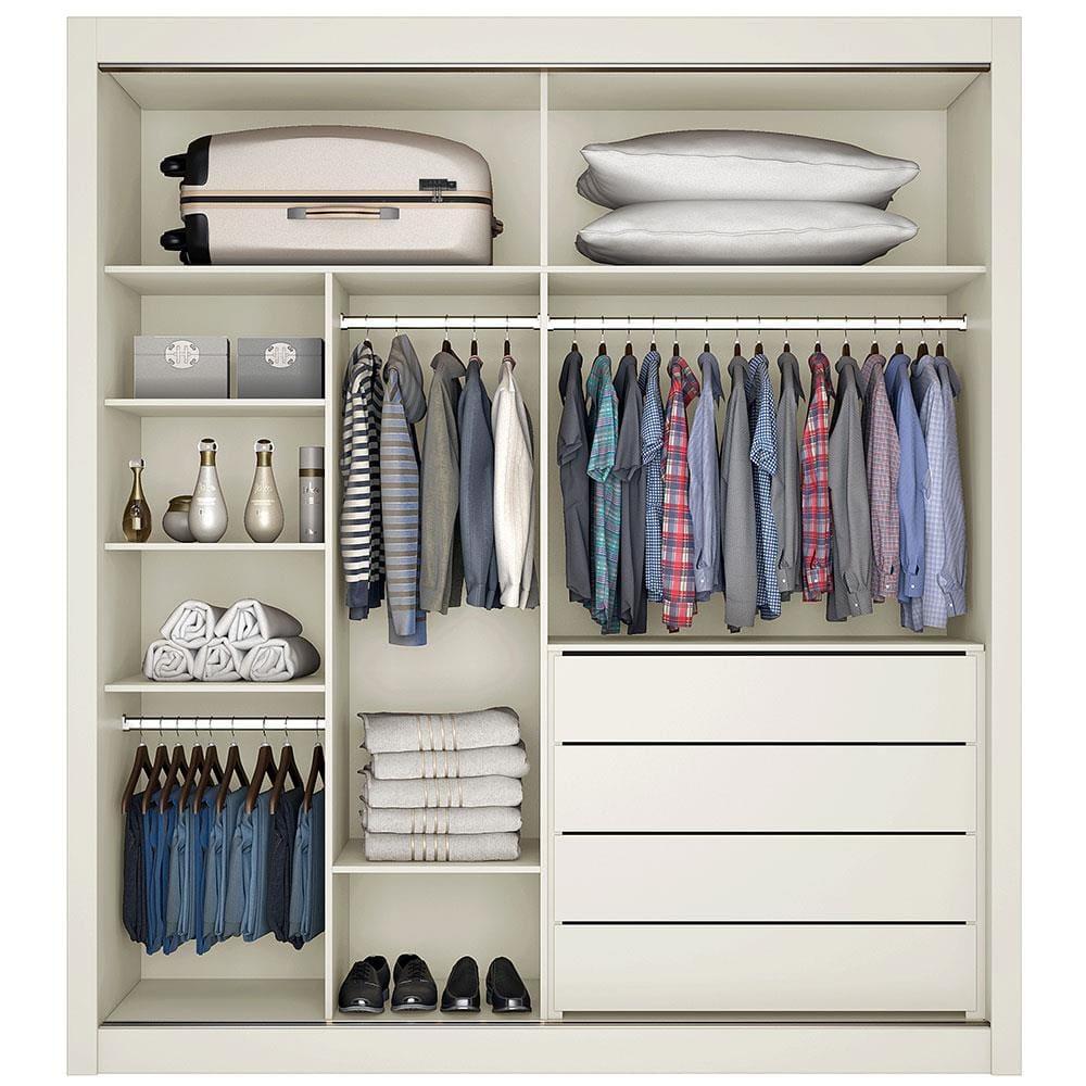 Guarda-Roupa Solteiro Móveis Europa Zurique Flex com Espelho 170cm Largura 2 Portas 4 Gavetas - 3