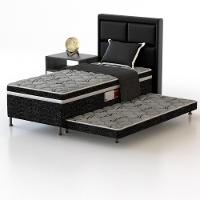 Cama Box Conjugada Solteiro Probel Platinum com Cama Auxiliar 43x88x188cm - Preta/Cinza - 2