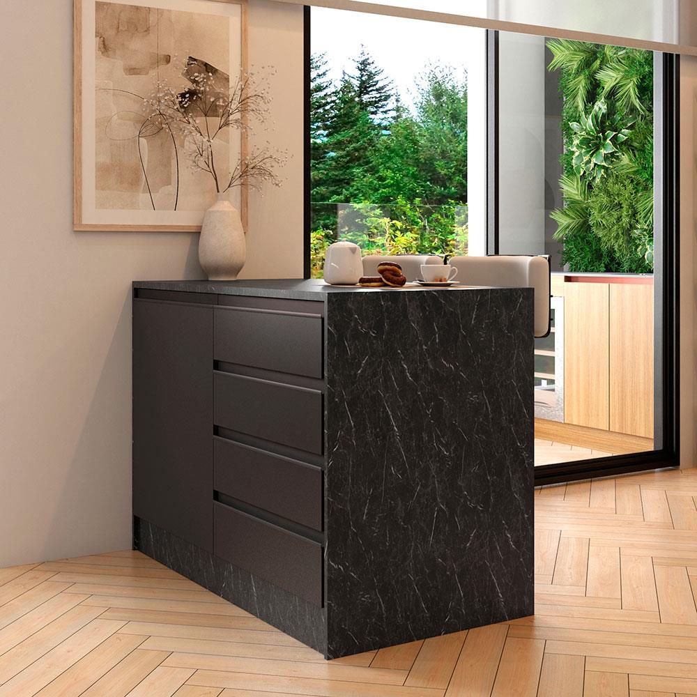 Bancada Bartira Gourmet com 1 Porta, 4 Gavetas e 1 Prateleira - 126cm de largura - 1