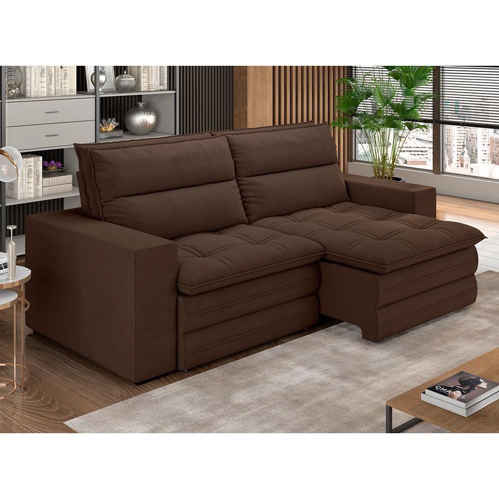 Sofá 5 Lugares Luizzi Colombo Retrátil, Reclinável e Revestido em Tecido Veludo Slim 250 cm Largura - 2