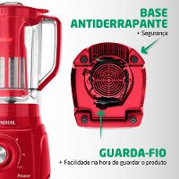 Liquidificador Mondial Turbo Power L99-FR 2,2L 500W 3 Velocidades Vermelho - 7