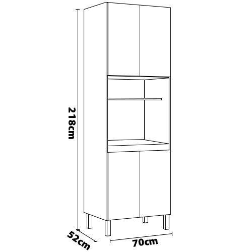 Paneleiro Duplo Demóbile Firenze com 4 Portas, 4 Prateleiras e Nicho para Micro-ondas - 4