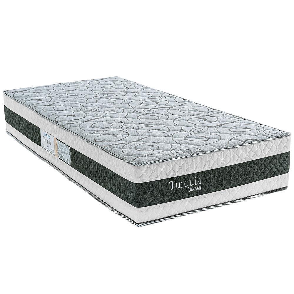 Colchão de Solteiro Biflex Turquia com Molas Ensacadas e Pillow Inn 30x88x188cm - Branco/Grafite - 1