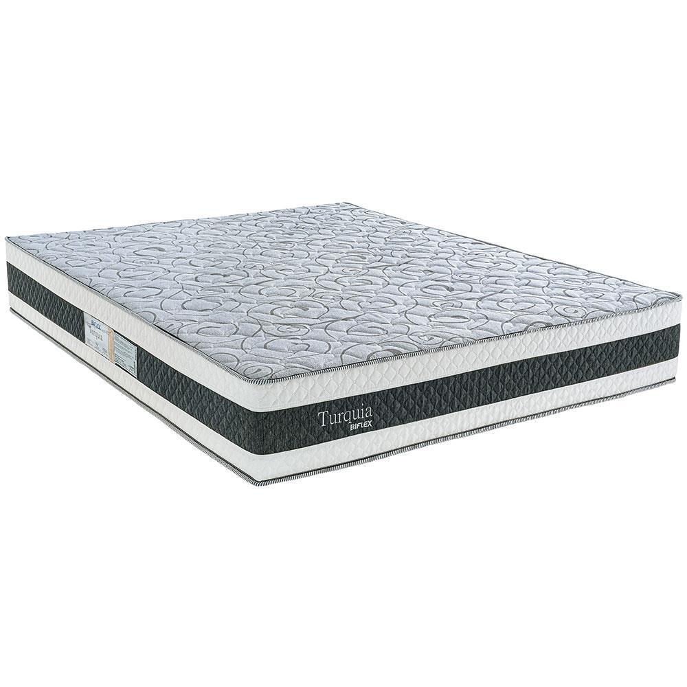 Colchão Queen Size Biflex Turquia com Molas Ensacadas e Pillow Inn 30x158x198cm - Branco/Grafite - 1
