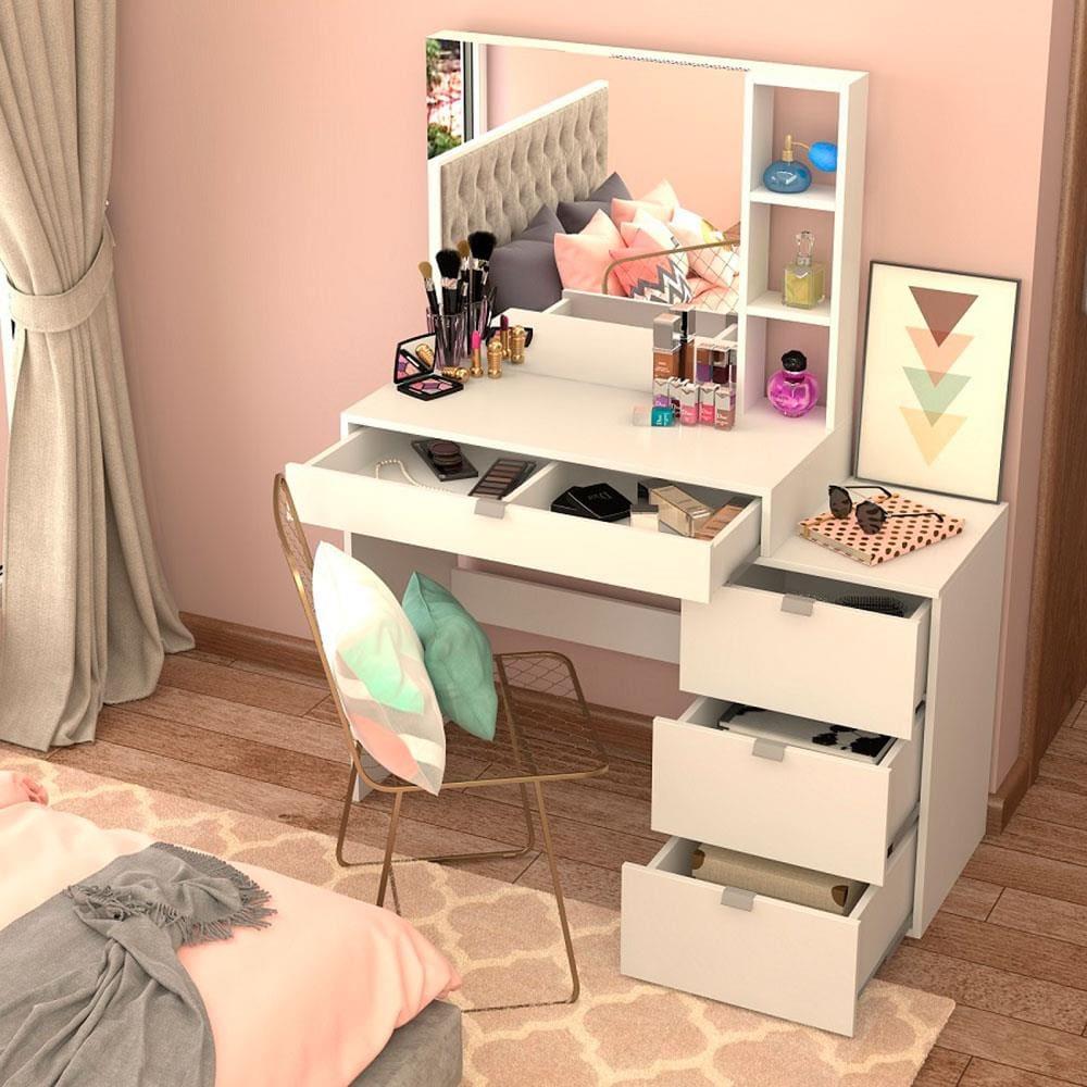 Penteadeira Nova Mobile Anne com Espelho e 4 Gavetas - 2