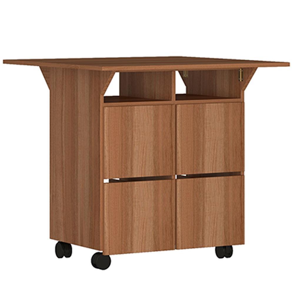 Mesa Retangular Nova Móbile Moove com 4 Bancos, Prateleira e Tampo Dobrável - 4