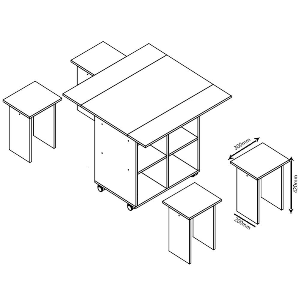 Mesa Retangular Nova Móbile Moove com 4 Bancos, Prateleira e Tampo Dobrável - 8