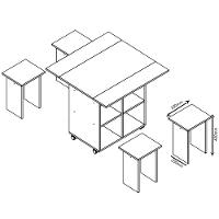 Mesa Retangular Nova Móbile Moove com 4 Bancos, Prateleira e Tampo Dobrável - 8