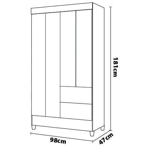 Guarda-Roupa Palumóveis Mobi com 4 Portas e 2 Gavetas - 9