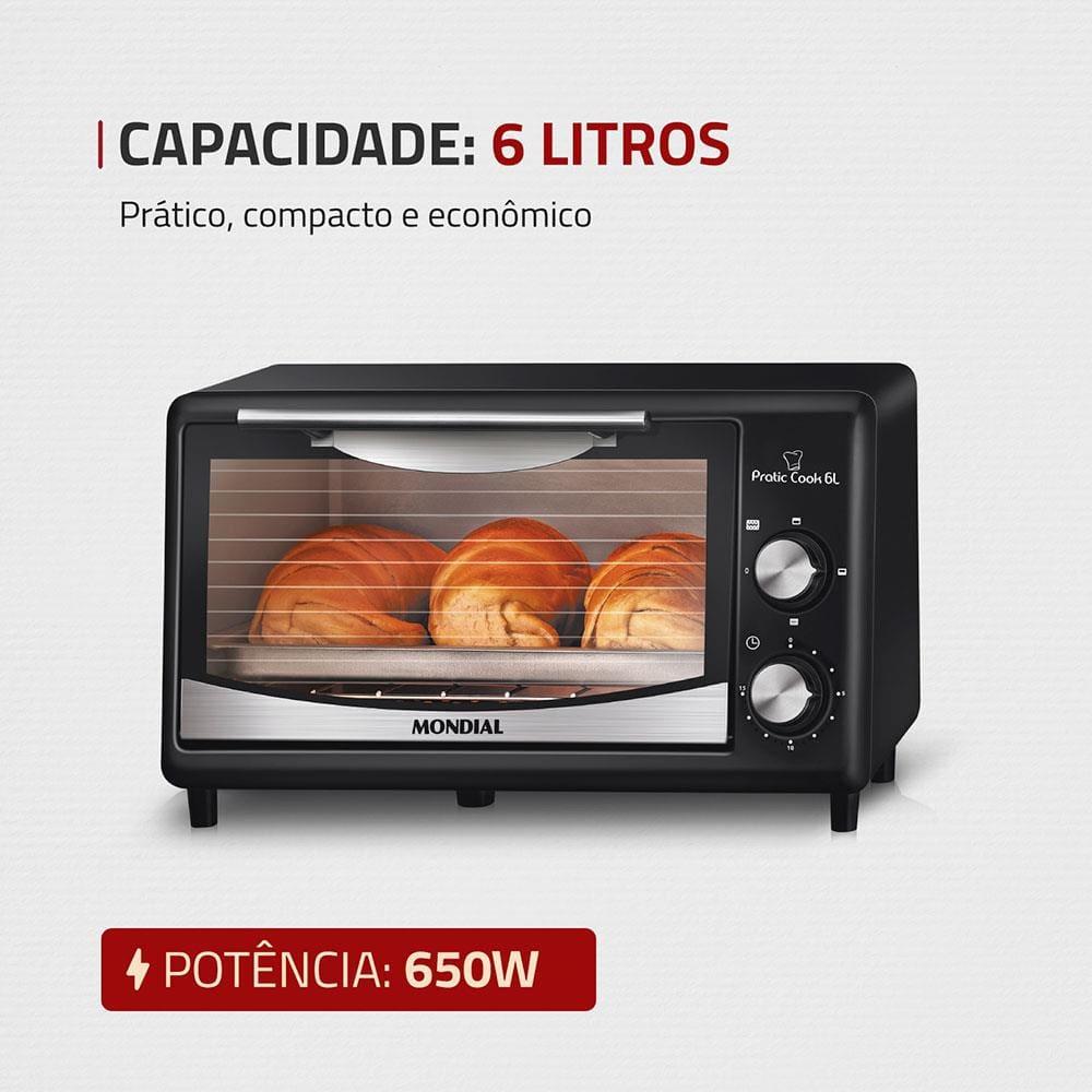 Forno Elétrico Mondial Pratic Cook FR-09 com 6 Litros – Preto - 2