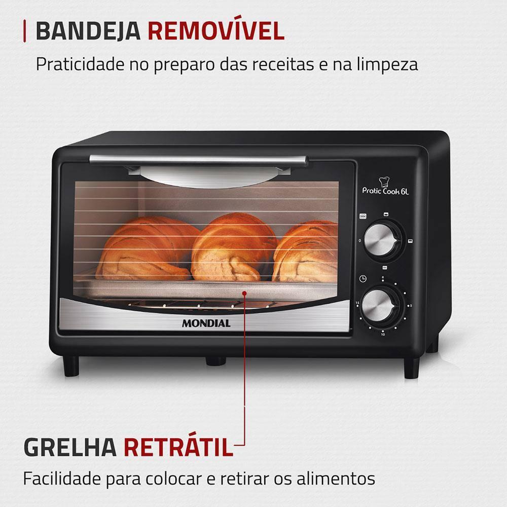 Forno Elétrico Mondial Pratic Cook FR-09 com 6 Litros – Preto - 5