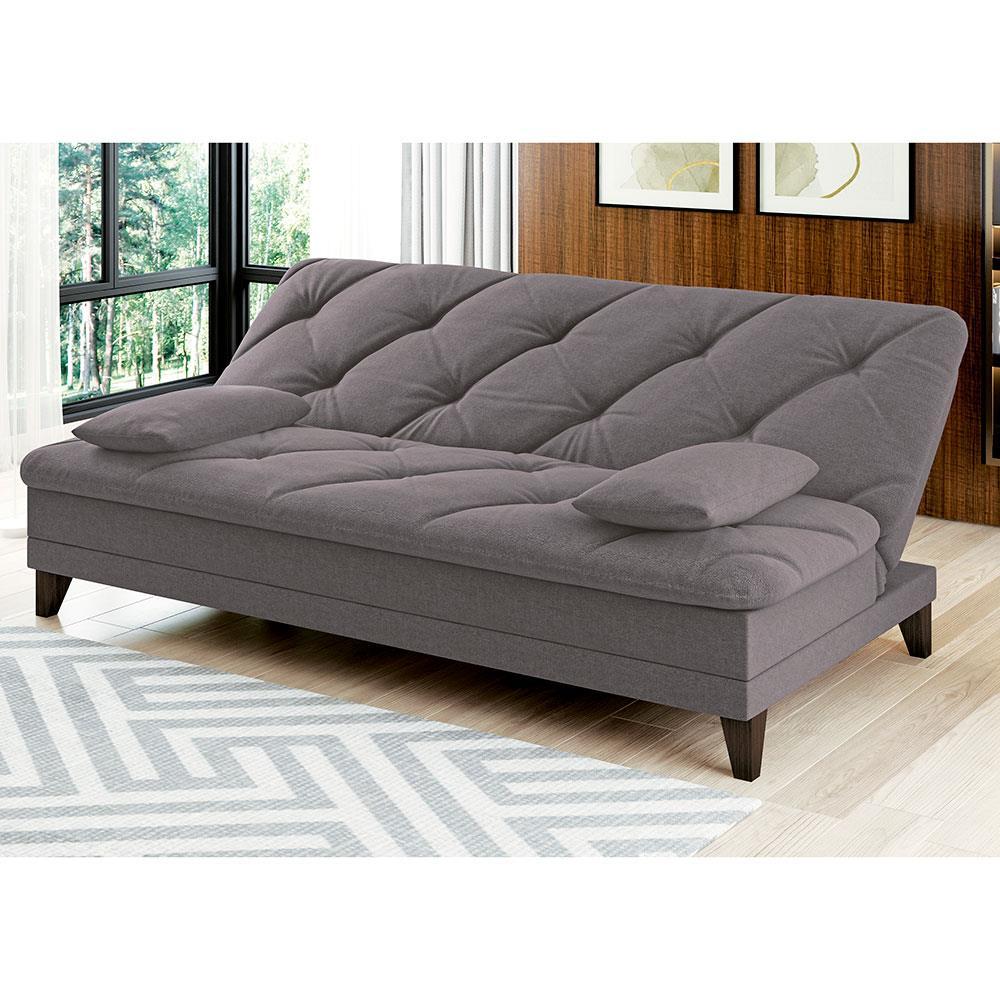 Sofá-Cama 3 Lugares Linoforte Jamile com Encosto Reclinável em Tecido Suede - 188cm de Largura - 3