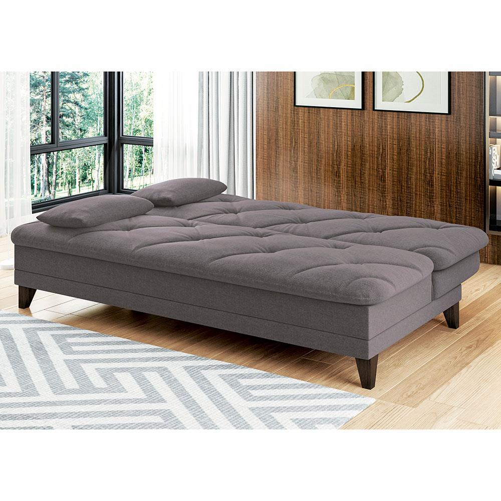 Sofá-Cama 3 Lugares Linoforte Jamile com Encosto Reclinável em Tecido Suede - 188cm de Largura - 4
