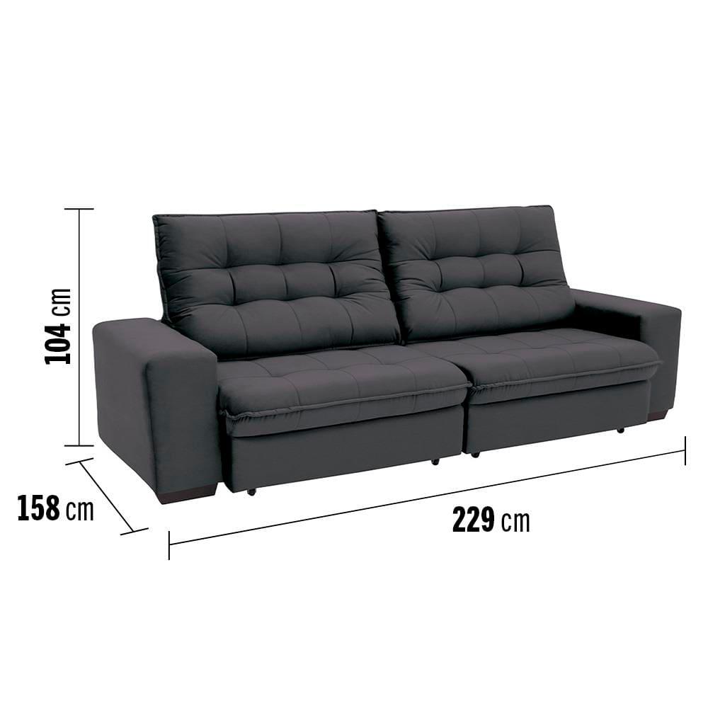 Sofá 4 Lugares Linoforte Benetton com Assento Retrátil, Encosto Reclinável e Revestido em Tecido Suede - 229cm de largura - 5
