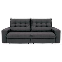Sofá 4 Lugares Linoforte Benetton com Assento Retrátil, Encosto Reclinável e Revestido em Tecido Suede - 229cm de largura