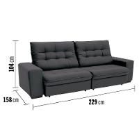 Sofá 4 Lugares Linoforte Benetton com Assento Retrátil, Encosto Reclinável e Revestido em Tecido Suede - 229cm de largura - 5