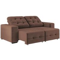 Sofá 3 Lugares Linoforte Bonno com 200 cm de Largura, Retrátil e Reclinável, Revestido em Tecido Suede - 6