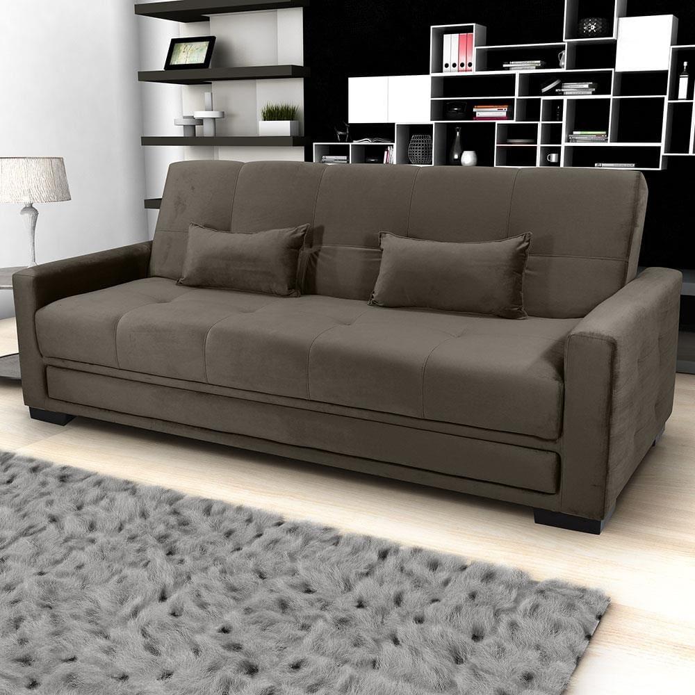 Sofá-Cama 3 Lugares Matrix Grazi Revestido em Veludo - 206cm de largura - 1