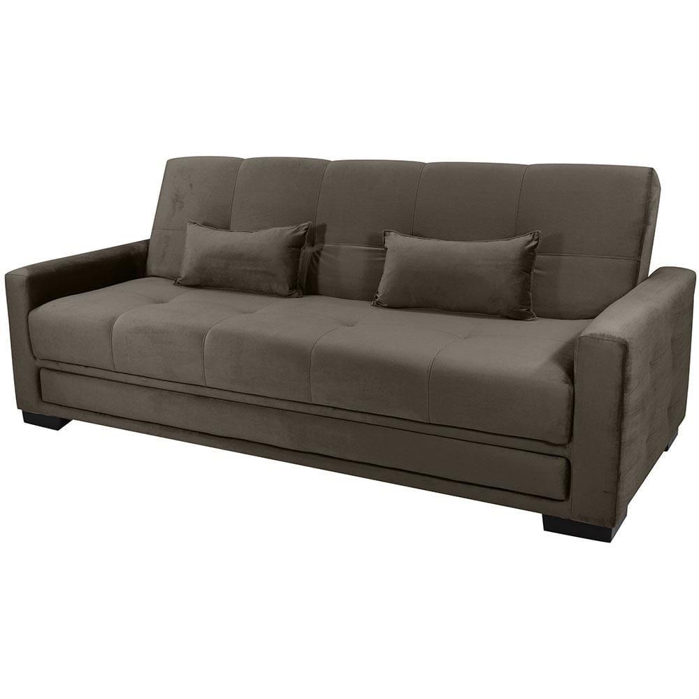 Sofá-Cama 3 Lugares Matrix Grazi Revestido em Veludo - 206cm de largura - 2