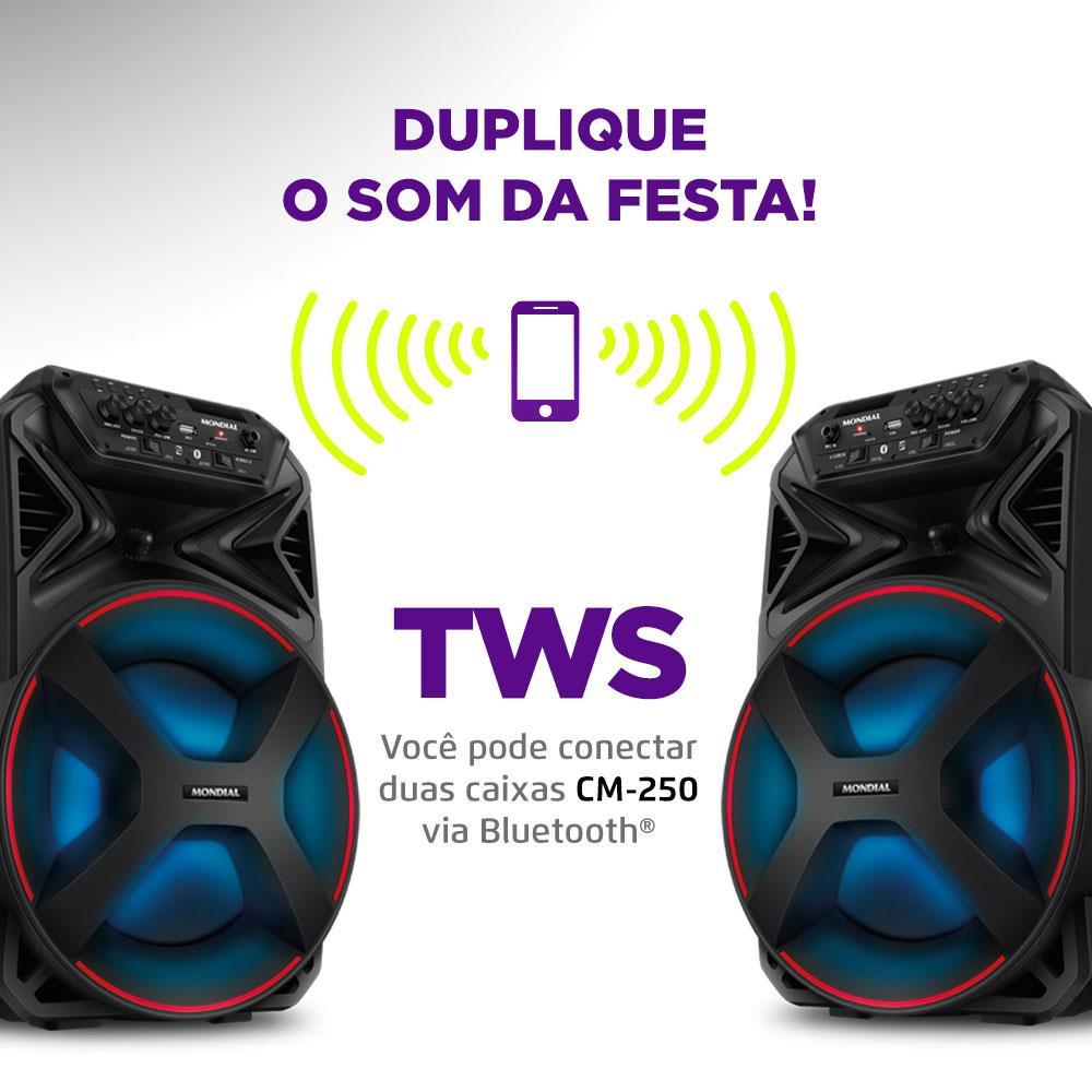 Caixa Amplificada Mondial Connect Party Plus CM-250 com Bluetooth, USB e Rádio FM - 250W - 4