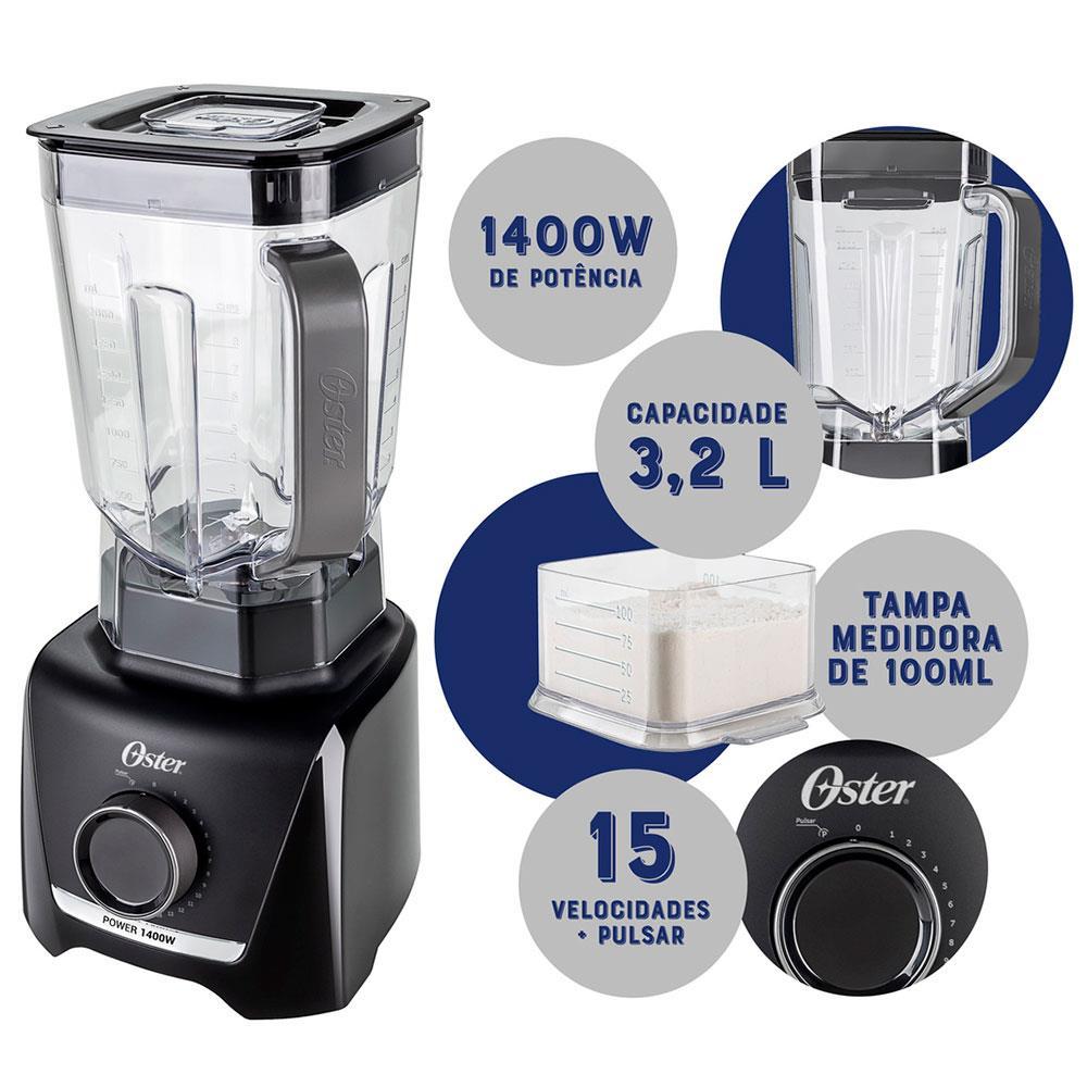 Liquidificador Oster 1400W Full Preto 3,2L - OLIQ610 - 2