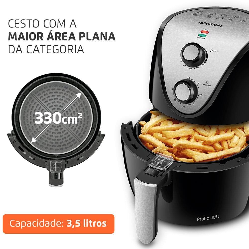 Fritadeira Elétrica Sem Óleo Air Fryer Mondial AF-30 Family Inox IV 3,5l – Preta - 2