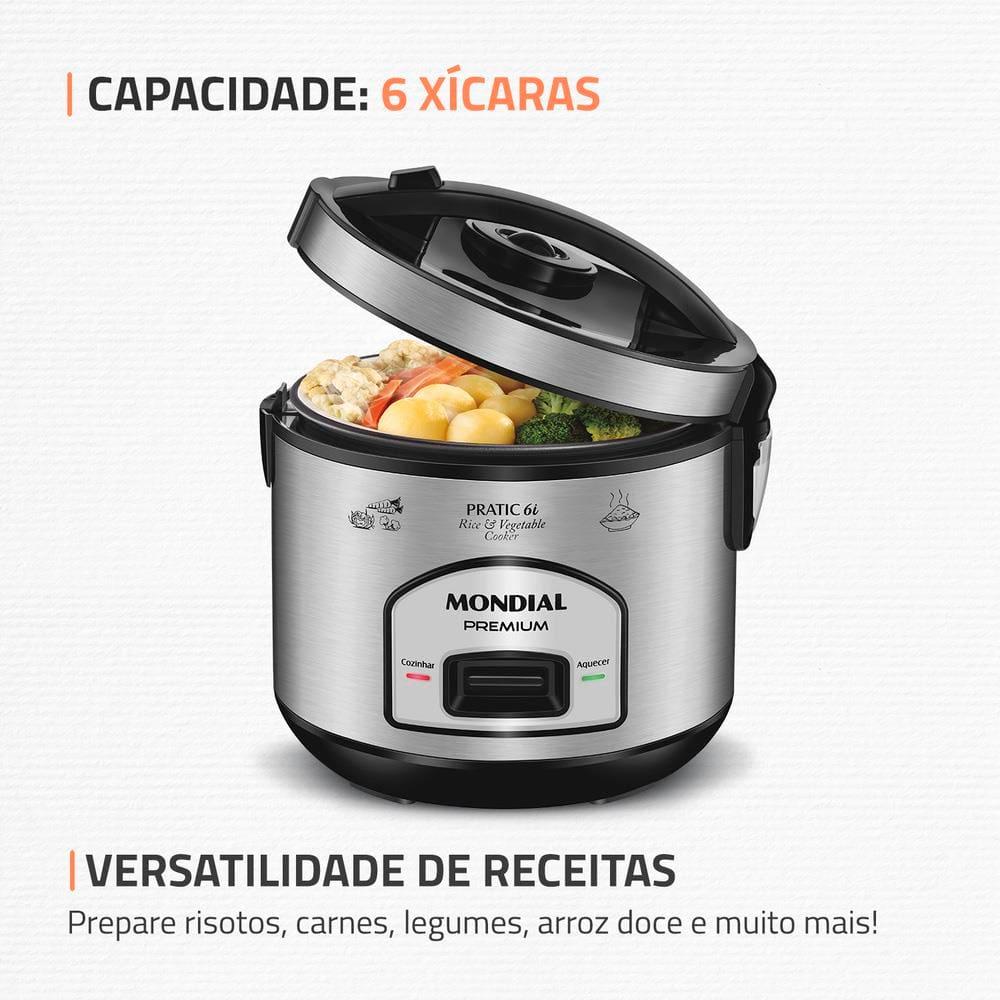 Panela Elétrica de Arroz Mondial PE-43 6 Xícaras - Preta/Inox - 2