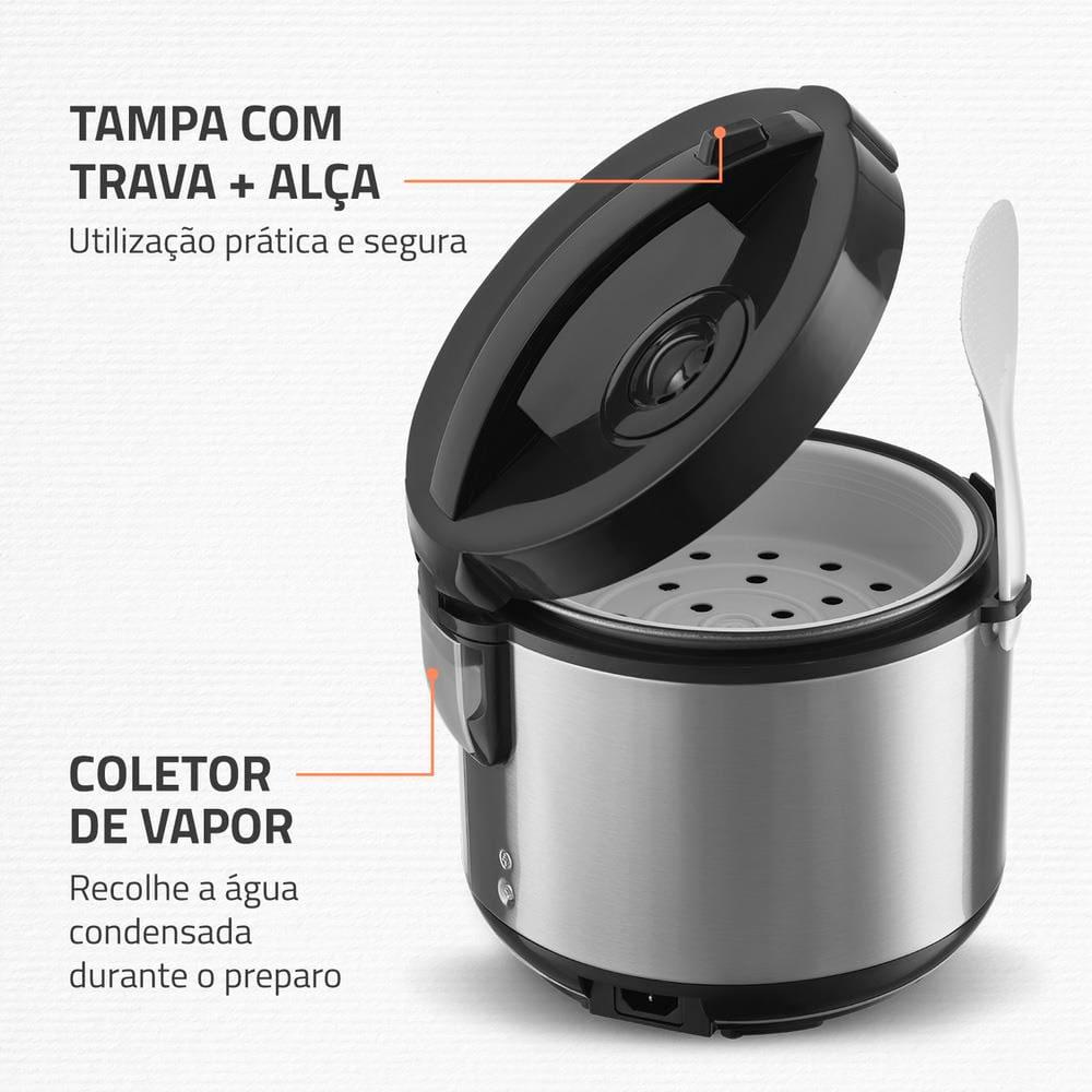 Panela Elétrica de Arroz Mondial PE-43 6 Xícaras - Preta/Inox - 6