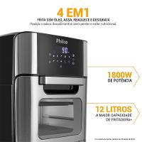 Fritadeira Elétrica Sem Óleo Air Fryer Oven Philco 12L PFR2200 Preta - 9