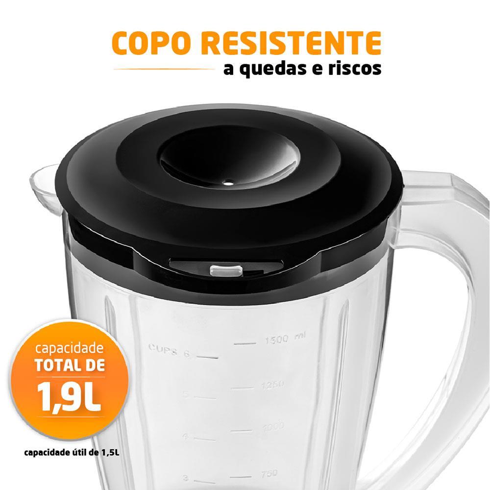 Liquidificador Mondial Power L-550 1,9L 550W 2 Velocidades Pulsar Preto - 4