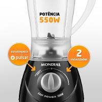 Liquidificador Mondial Power L-550 1,9L 550W 2 Velocidades Pulsar Preto - 3