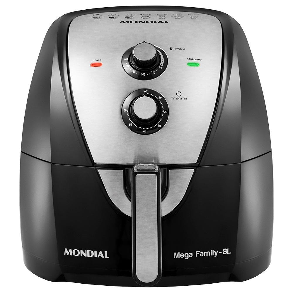 Fritadeira Elétrica Sem Óleo Air Fryer Mondial Mega Family AFN-80-BI 8L Preta/Inox - 1